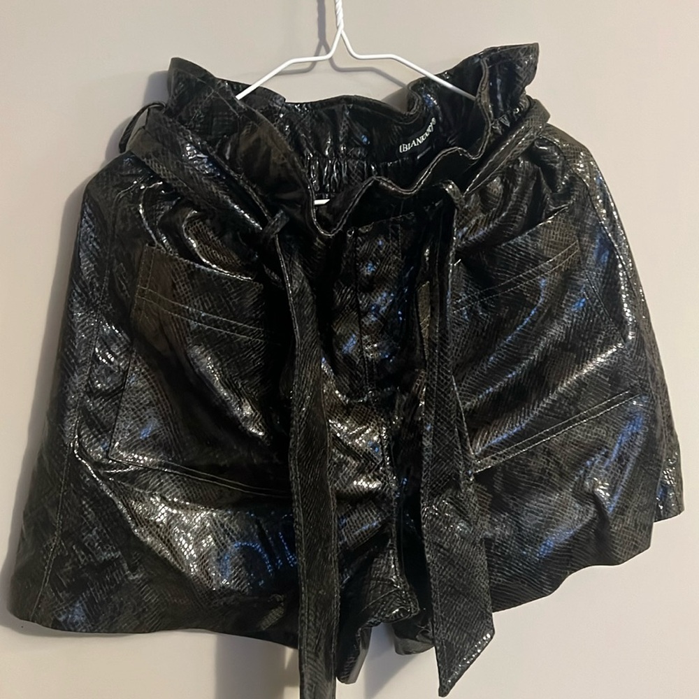 BLANKNYC Black Crocodile Leather Shorts